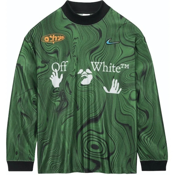 Nike Other - Nike x Off-White Allover Print Kelley Green long sleeve Jersey tags cut off mens